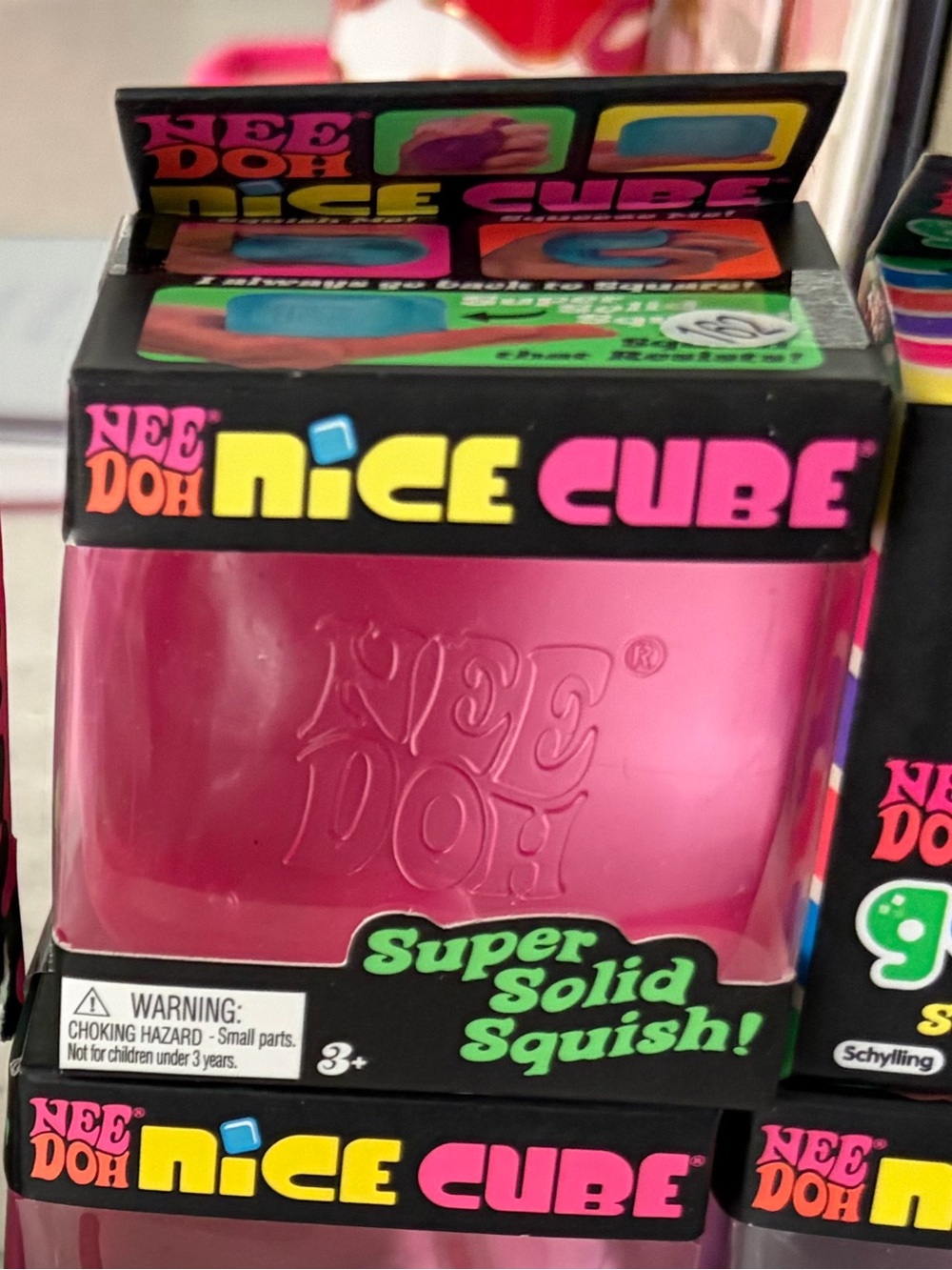 NeeDoh Nice Cube Pink Super Solid Squish Toy